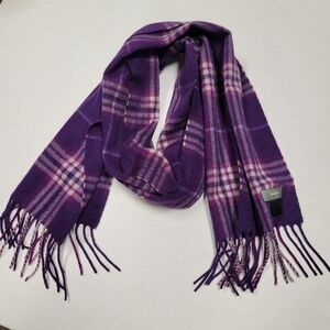Neiman Marcus 100% Cashmere Purple Plaid Nova Check